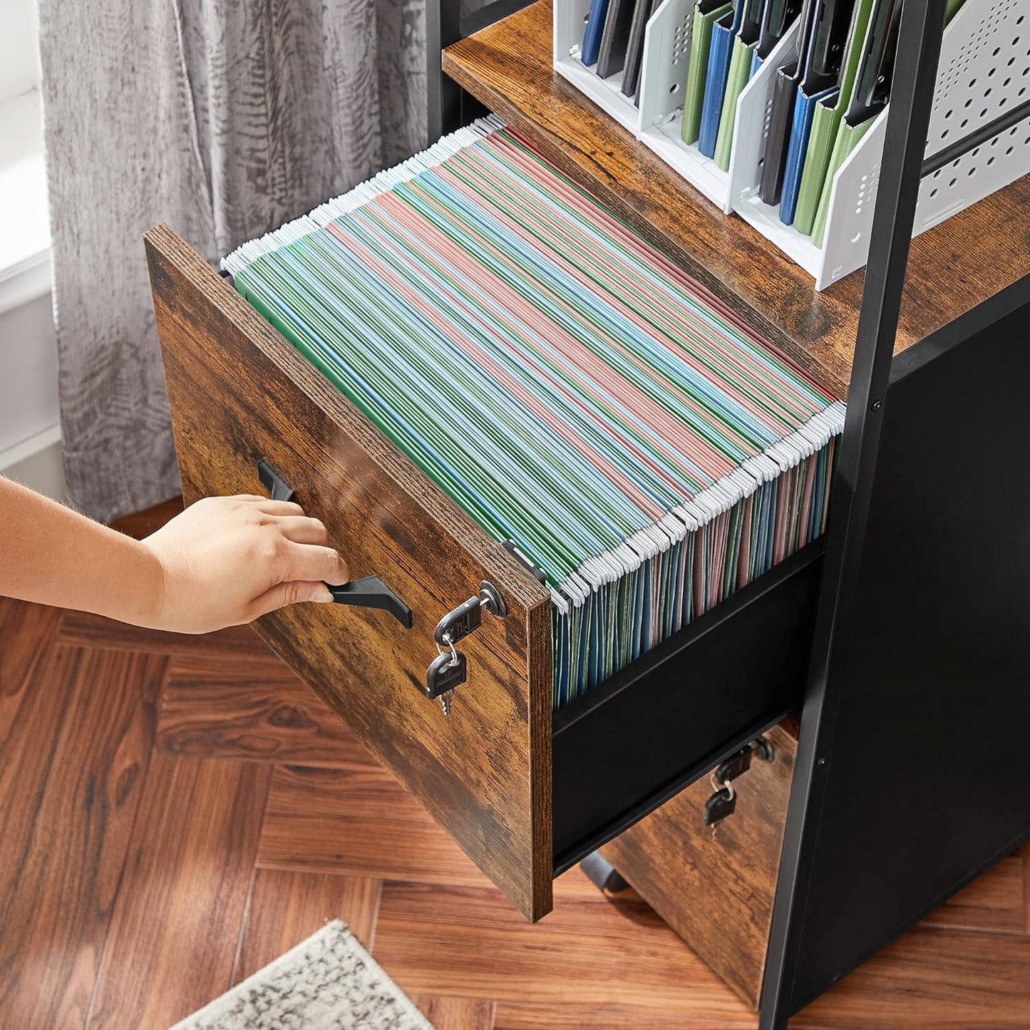 VASAGLE Filing Cabinet with 2 Drawers Rustic Brown and Black - Cosy Abode