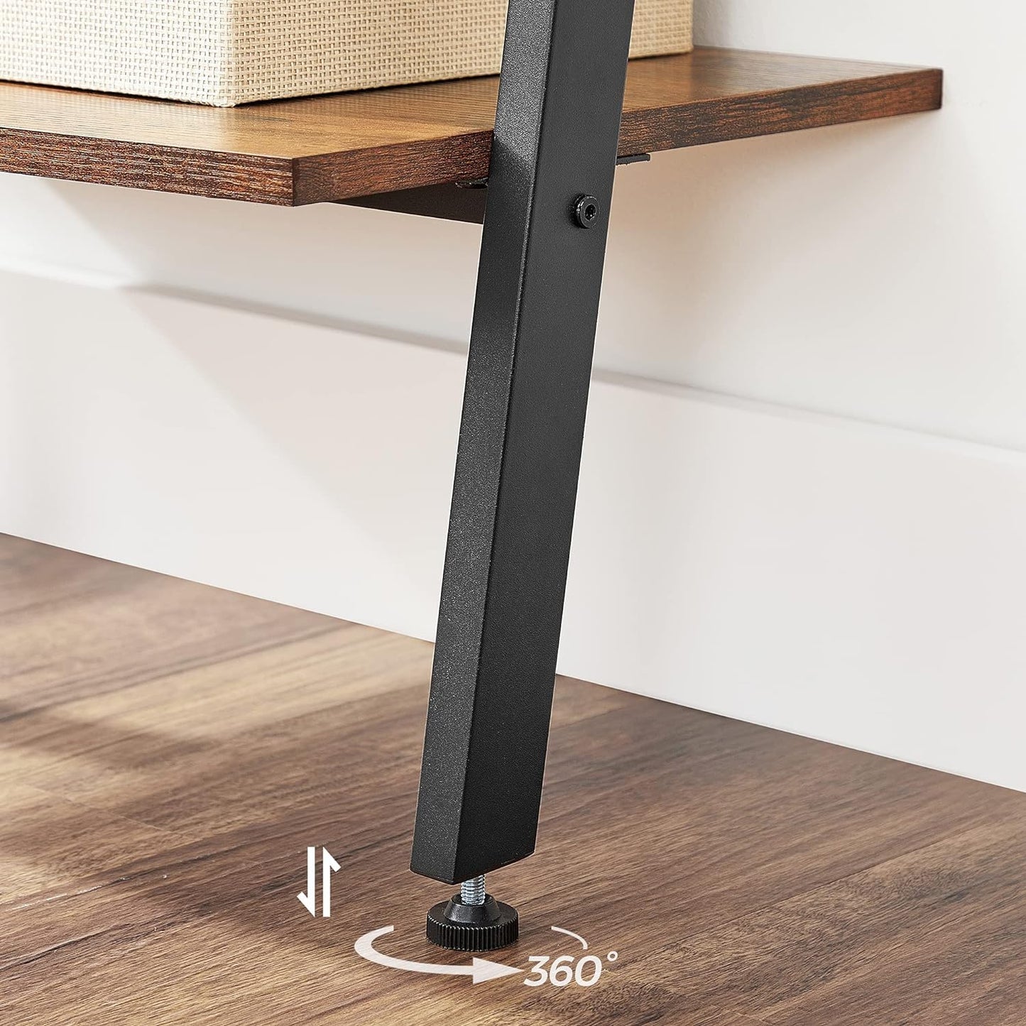 VASAGLE Industrial Ladder Shelf 5-Tier Bookshelf Rack Wall Shelf for Living Room Kitchen Office Stable Steel Leaning Against the Wall Rustic Brown and Black - Cosy Abode