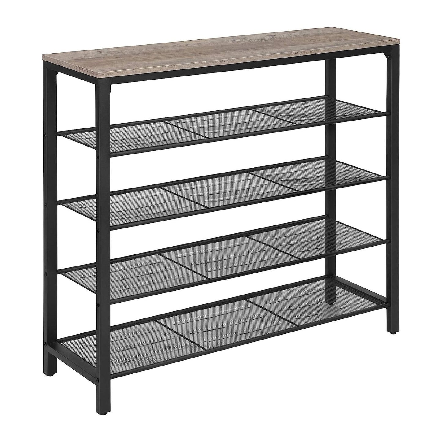 VASAGLE INDESTIC Shoe Rack Organizer with 4 Mesh Shelves Industrial Greige and Black - Cosy Abode