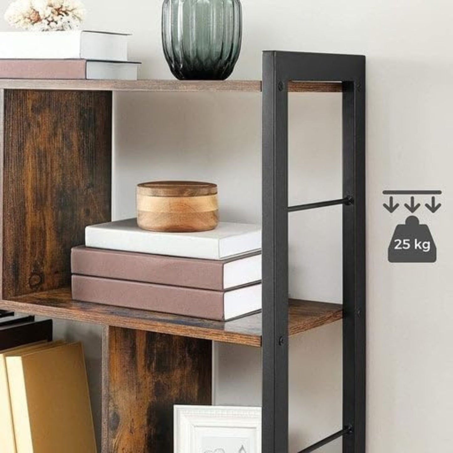 VASAGLE Bookshelf Rustic Brown and Black - Cosy Abode
