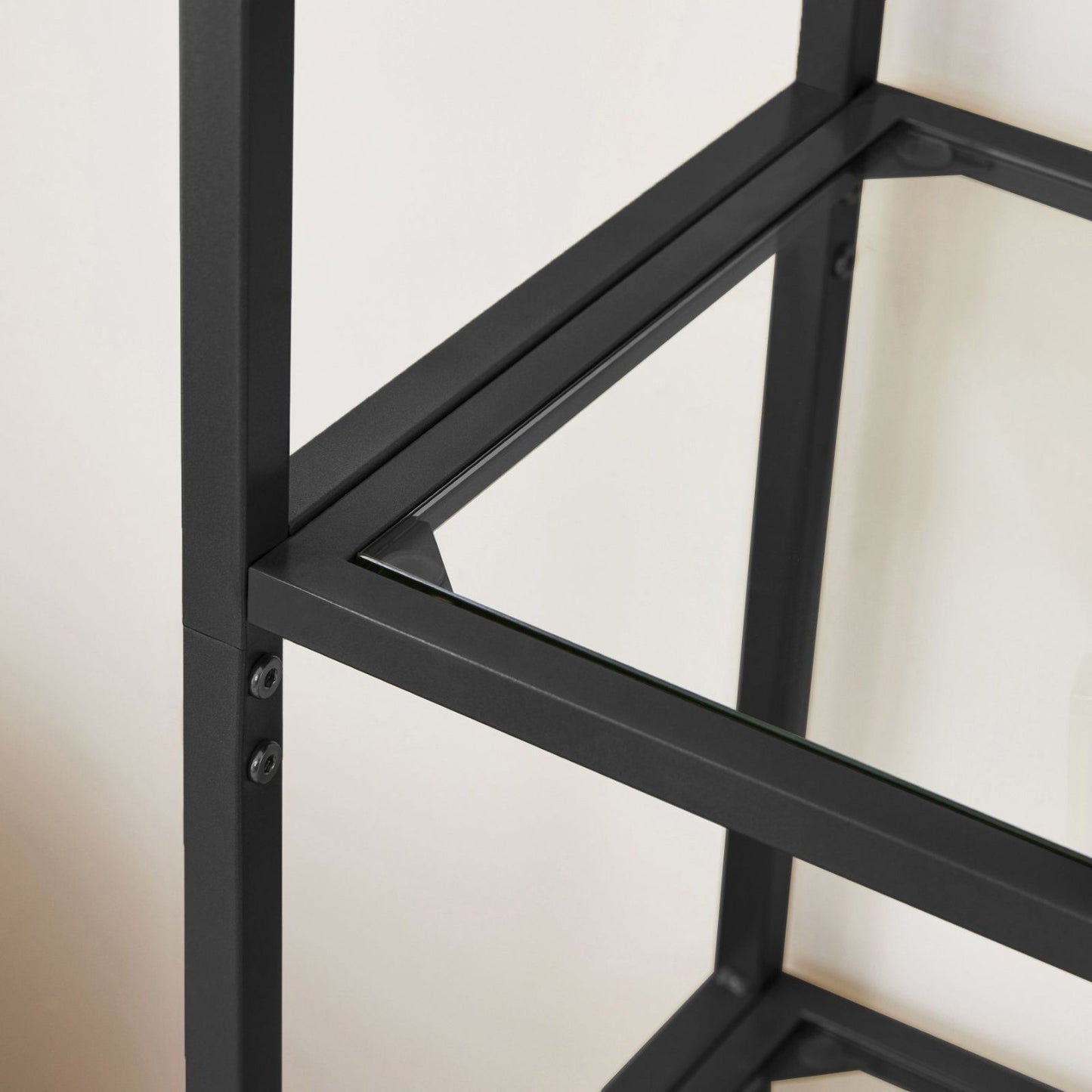 VASAGLE Bookshelf 5 Tier Tempered Glass with Metal Frame - Black - Cosy Abode