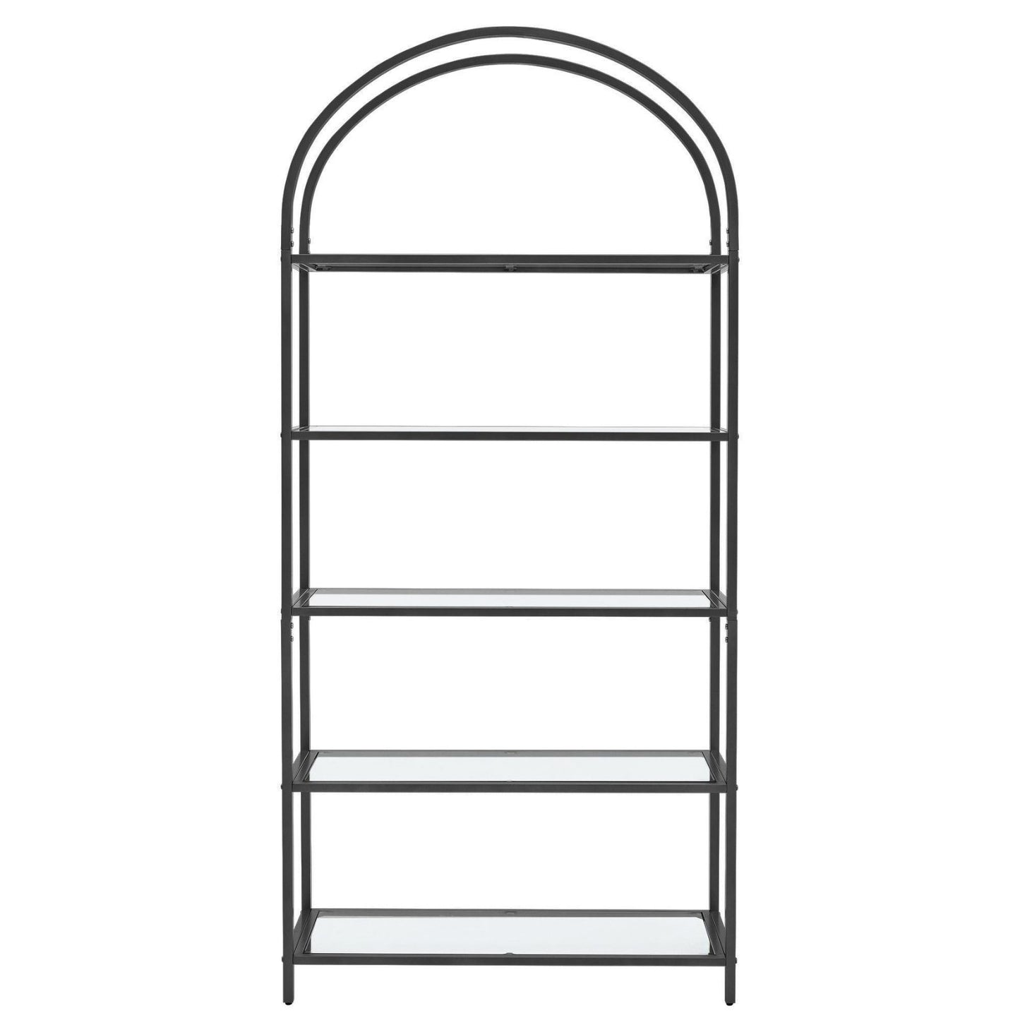 VASAGLE Bookshelf 5 Tier Tempered Glass with Metal Frame - Black - Cosy Abode