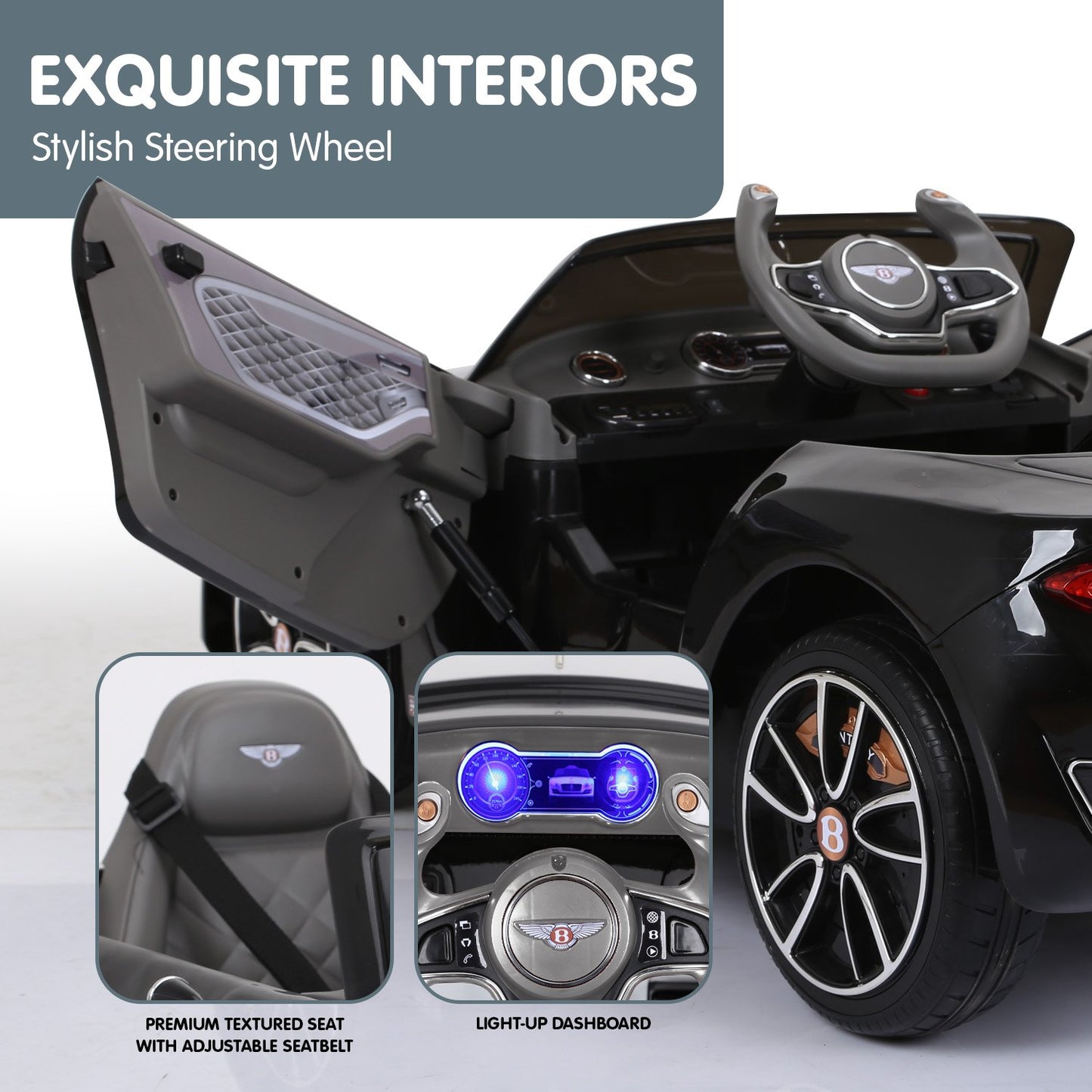 Kahuna Bentley Exp 12 Licensed Speed 6E Electric Kids Ride On Car Black - Cosy Abode