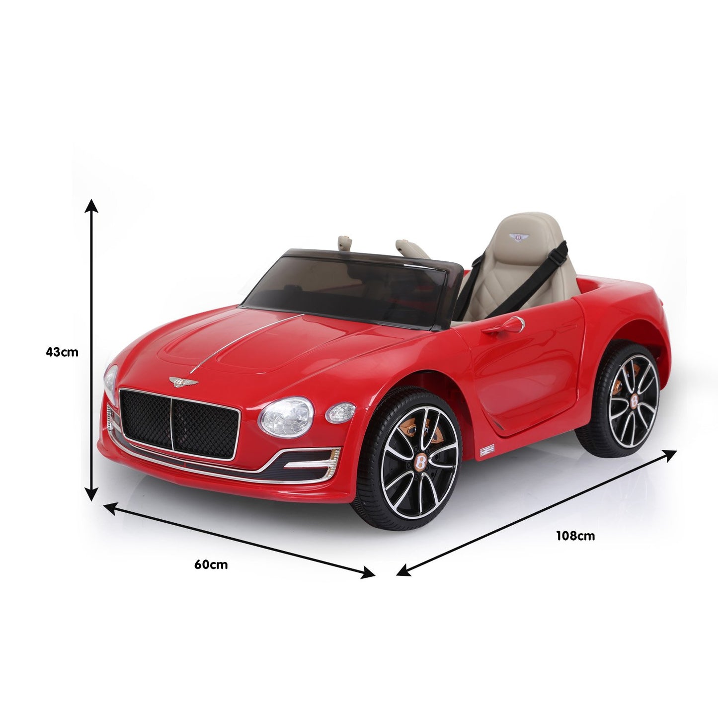 Kahuna Bentley Exp 12 Speed 6E Licensed Kids Ride On Electric Car Remote Control - Red - Cosy Abode