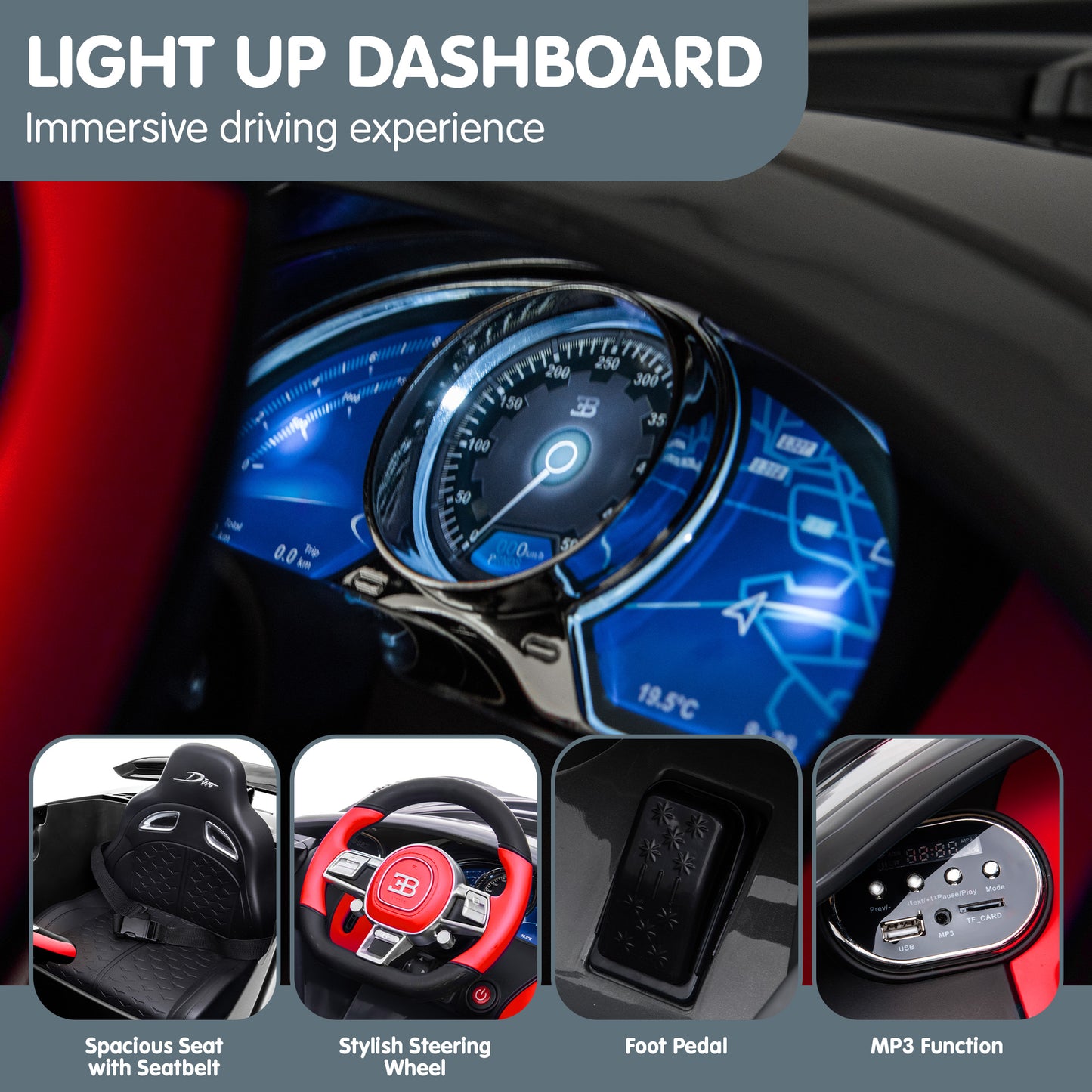 Kahuna Licensed Bugatti Divo Kids Electric Ride On Car - Red - Cosy Abode