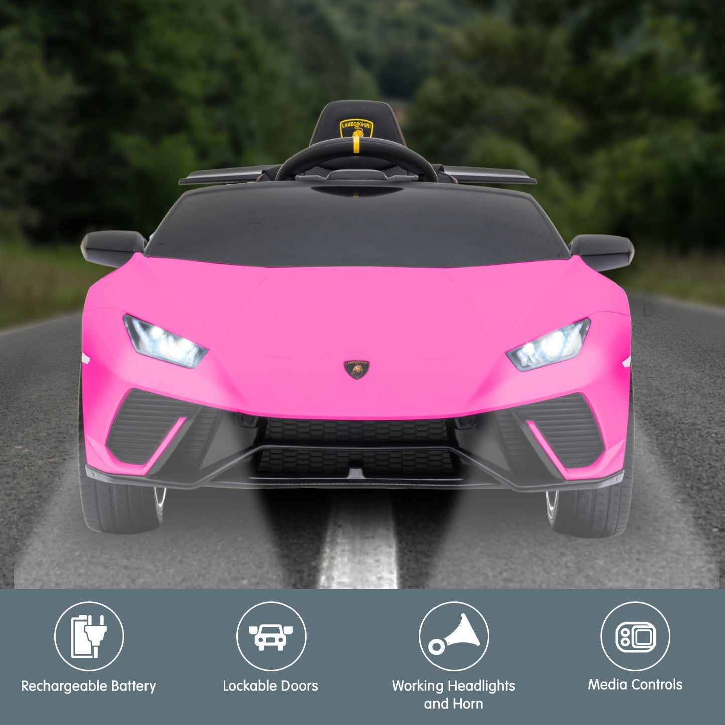 Kahuna Lamborghini Performante Kids Electric Ride On Car Remote Control by Kahuna - Pink - Cosy Abode