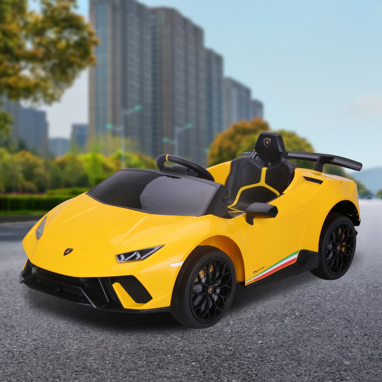 Kahuna Lamborghini Performante Kids Electric Ride On Car Remote Control - Yellow - Cosy Abode