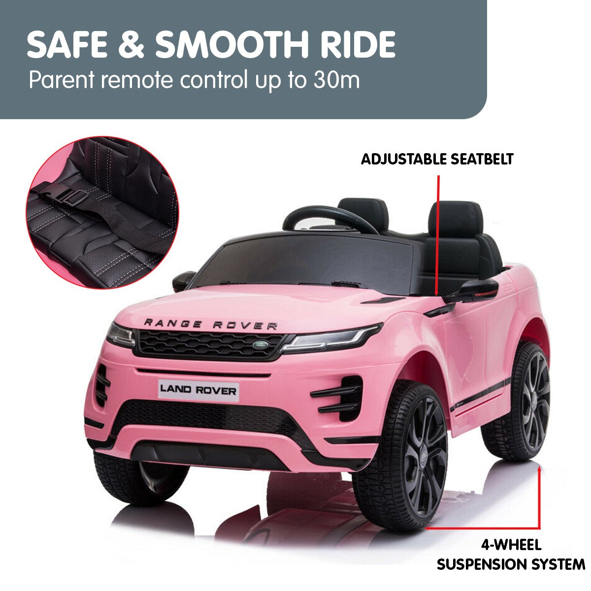 Kahuna Land Rover Licensed Kids Electric Ride On Car Remote Control - Pink - Cosy Abode