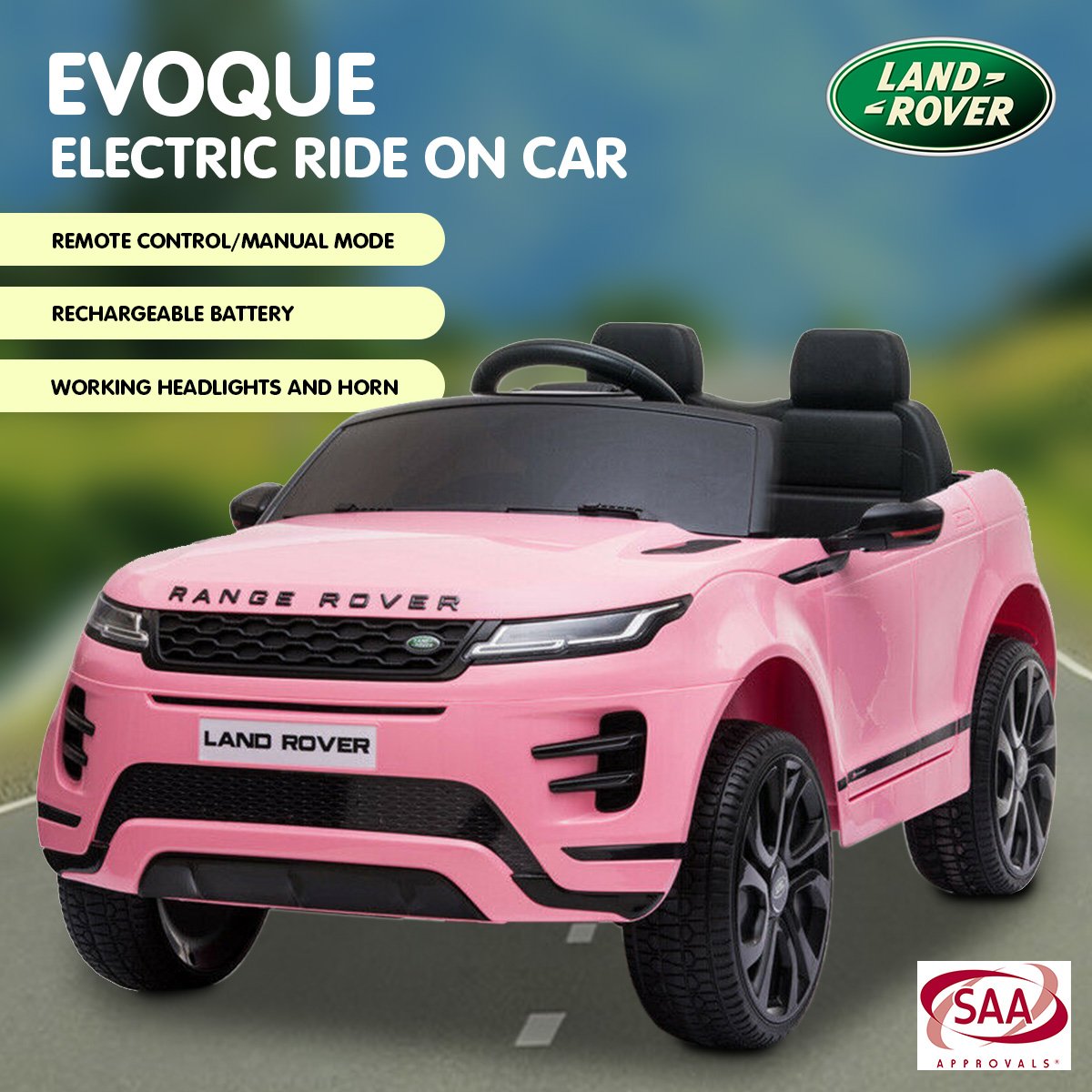 Kahuna Land Rover Licensed Kids Electric Ride On Car Remote Control - Pink - Cosy Abode