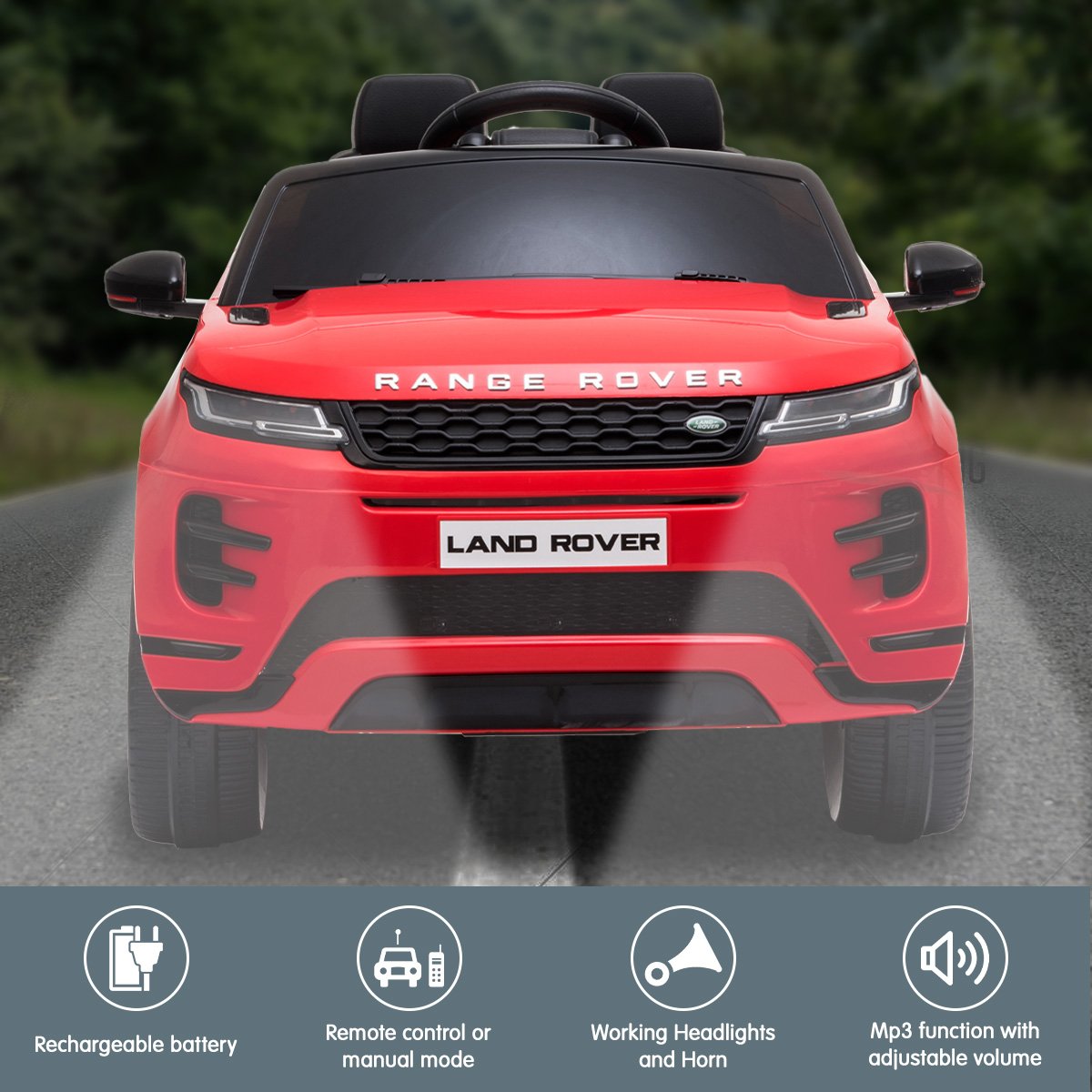 Kahuna Land Rover Licensed Kids Electric Ride On Car Remote Control - Red - Cosy Abode