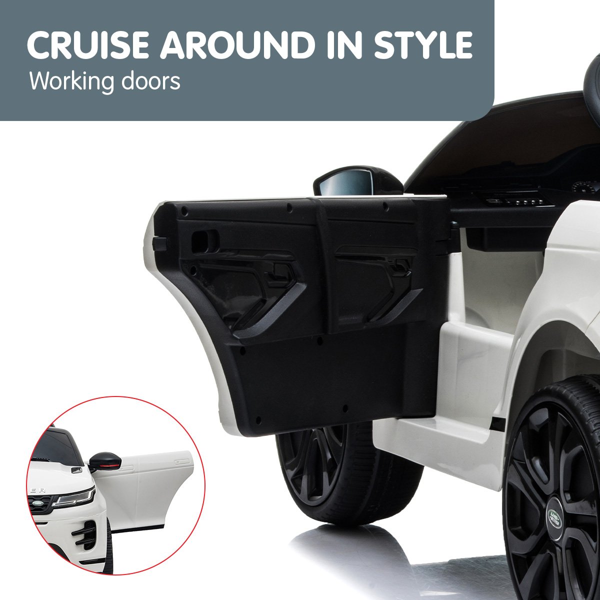 Kahuna Land Rover Licensed Kids Electric Ride On Car Remote Control - White - Cosy Abode