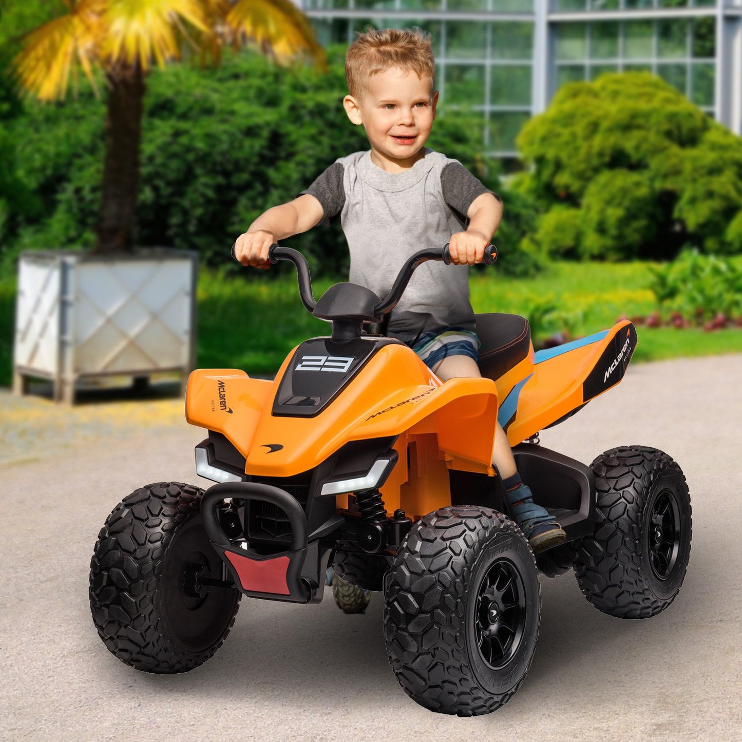 Kahuna Licensed MCL35 McLaren Kids Toy Ride On Electric Quad Bike - Orange - Cosy Abode