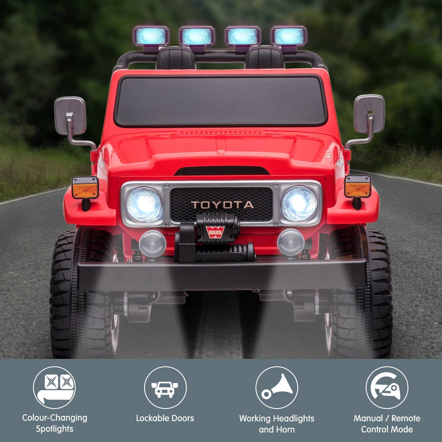 Kahuna Licensed Toyota FJ-40 Electric Kids Ride On Car by Kahuna - Red - Cosy Abode