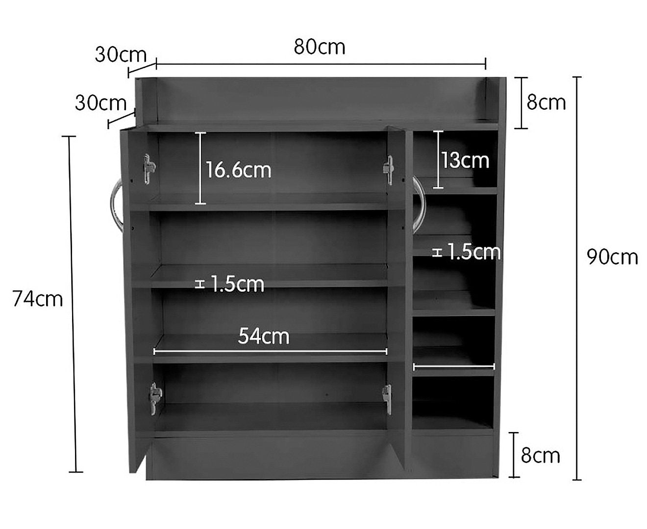 Sarantino New 21 Pairs Shoe Cabinet Rack Storage Organiser Shelf 2 Doors Cupboard Black - Cosy Abode