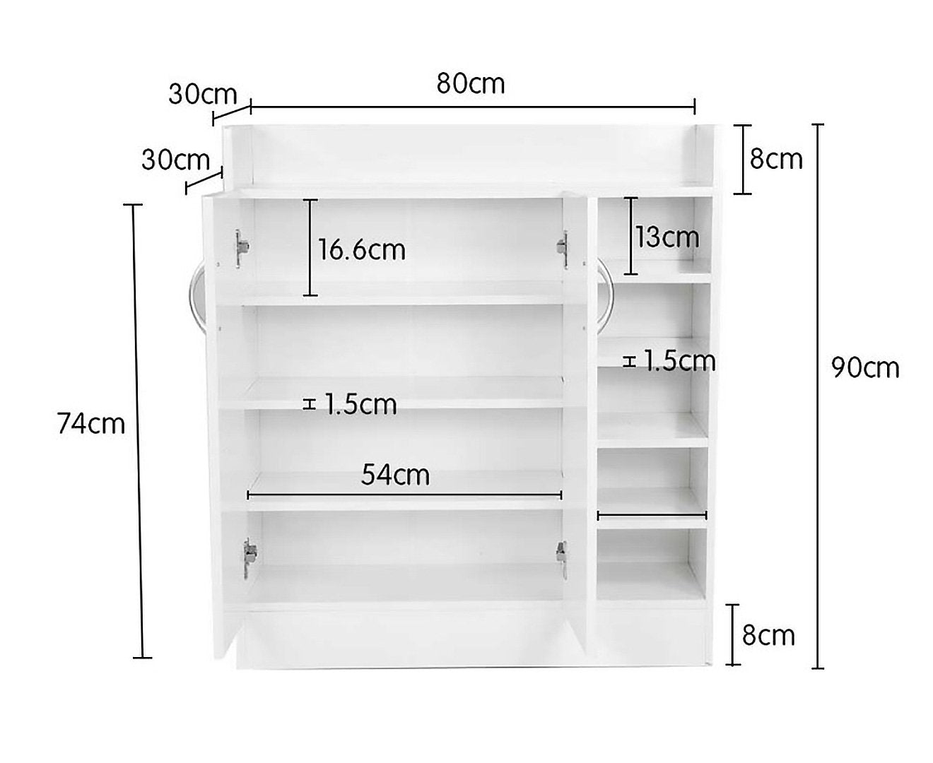 Sarantino New 21 Pairs Shoe Cabinet Rack Storage Organiser Shelf 2 Doors Cupboard White - Cosy Abode