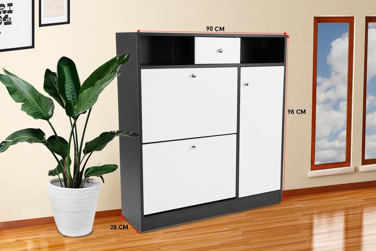 Sarantino Shoe Rack Cabinet Wooden Storage Organiser Shelf Cupboard Drawer - Cosy Abode