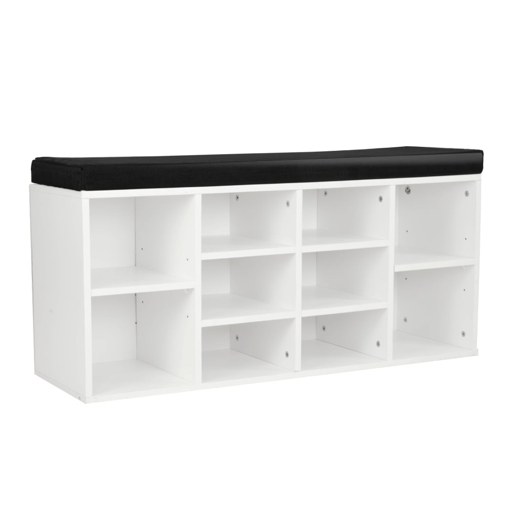 Sarantino New 10 Pairs Shoe Cabinet Rack Storage Organiser Shelf Stool Bench Wood - White - Cosy Abode
