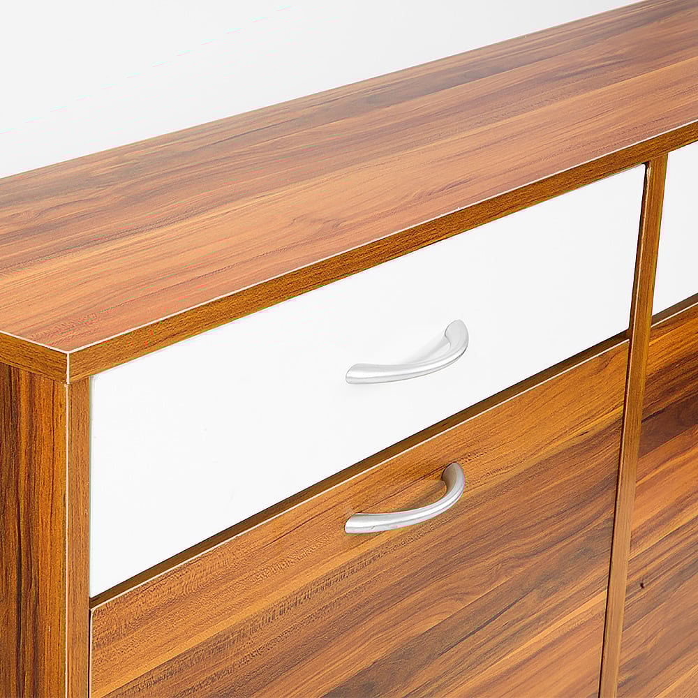 Sarantino 24 Pairs Shoe Cabinet Rack Storage Cupboard Organiser Shelf Walnut Drawers Chest - Cosy Abode