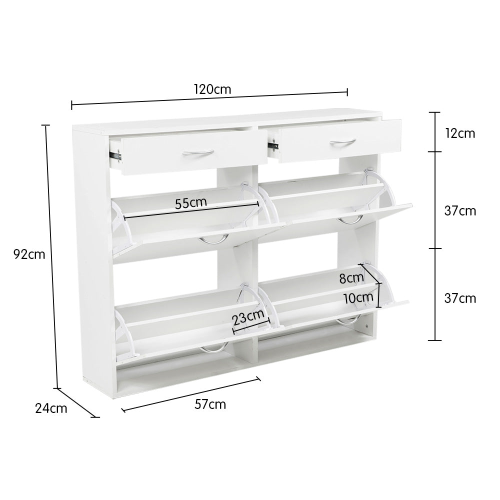 Sarantino 24 Pairs Shoe Cabinet Rack Storage Cupboard Organiser Shelf White Drawers Chest - Cosy Abode