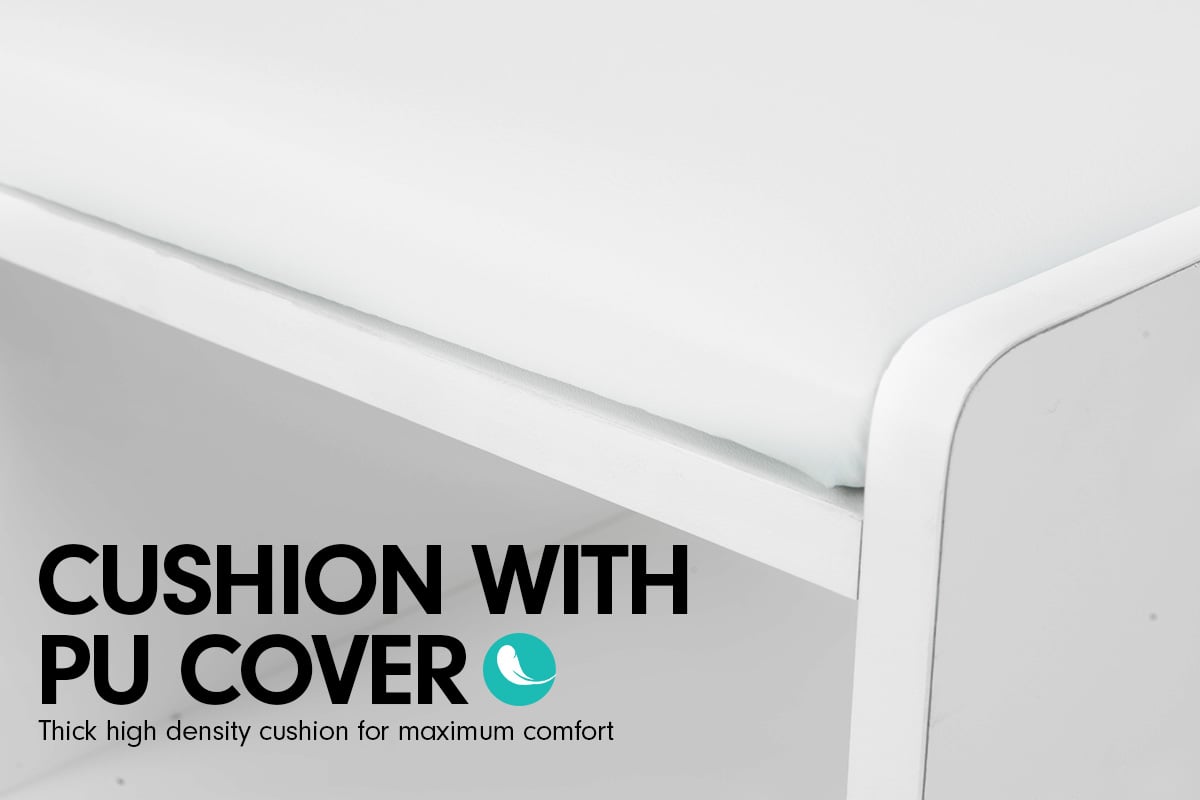 Sarantino Shoe Rack Cabinet Organiser White Cushion Bench Stool Ottoman - 80 X 30 X 45 - White - Cosy Abode