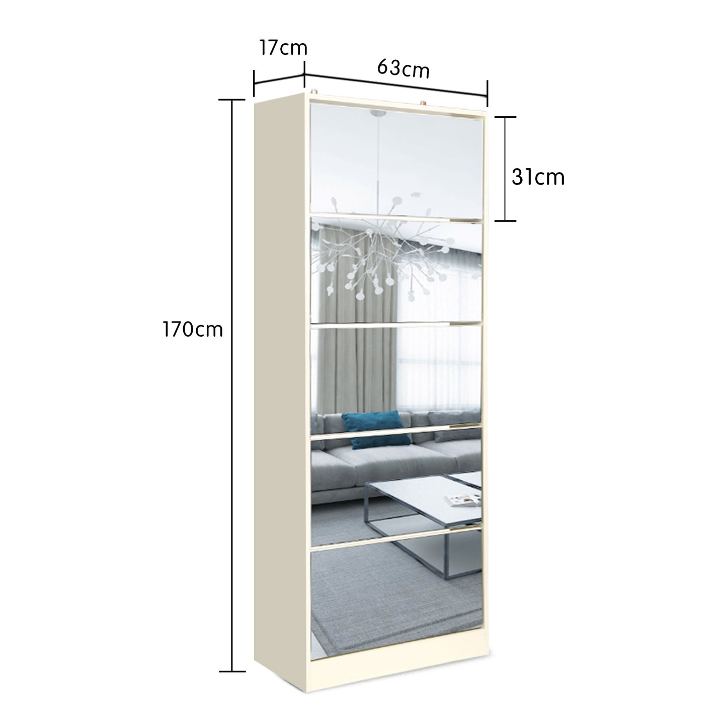 Sarantino Shoe Cabinet Rack Storage Cupboard Organiser Shelf 5 Drawers 170 X 63 X 17cm - Cosy Abode