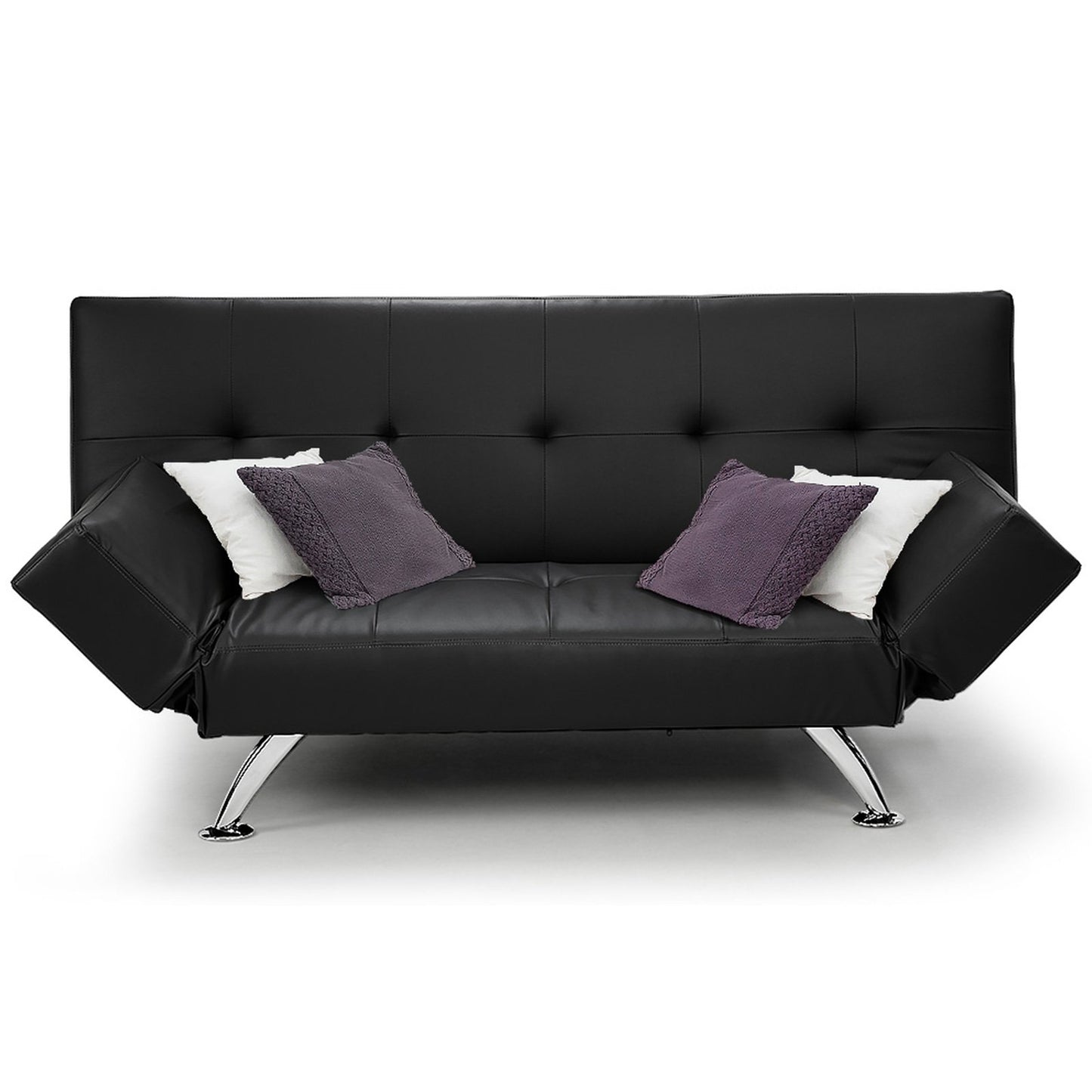 Sarantino Brooklyn Sofa Bed Faux Leather Lounge Couch Futon Furniture Adjustable Suite Bk - Cosy Abode