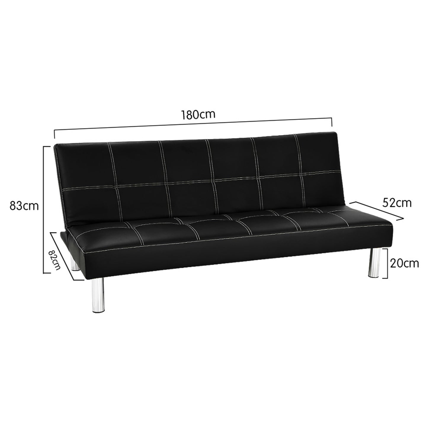 Sarantino Chelsea Sofa Bed Faux Leather Lounge Couch Futon Furniture Modular Suite - Cosy Abode