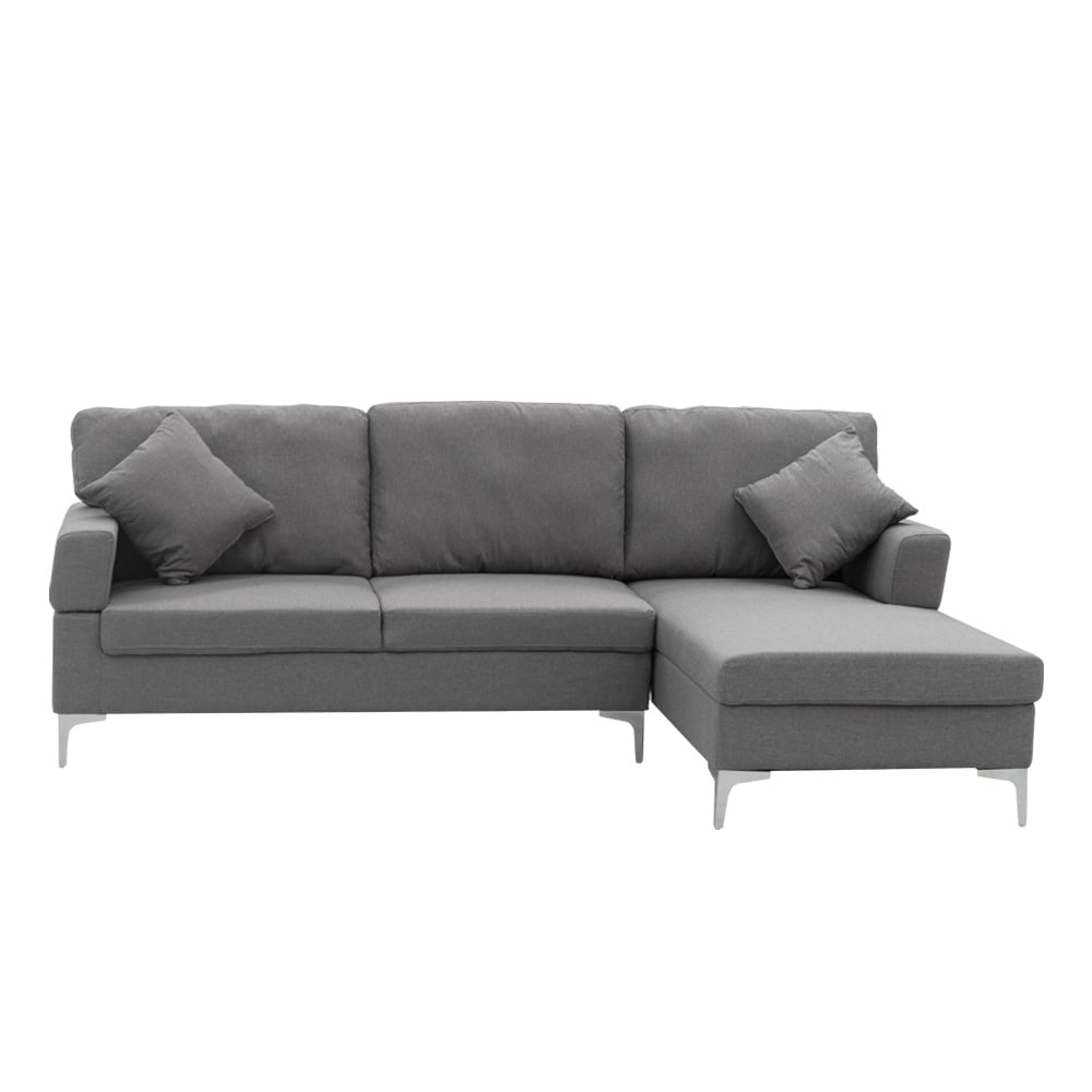 Sarantino 3 Seater Linen Sofa Lounge Left Side Chaise Couch Furniture Dark Grey L-shaped - Cosy Abode