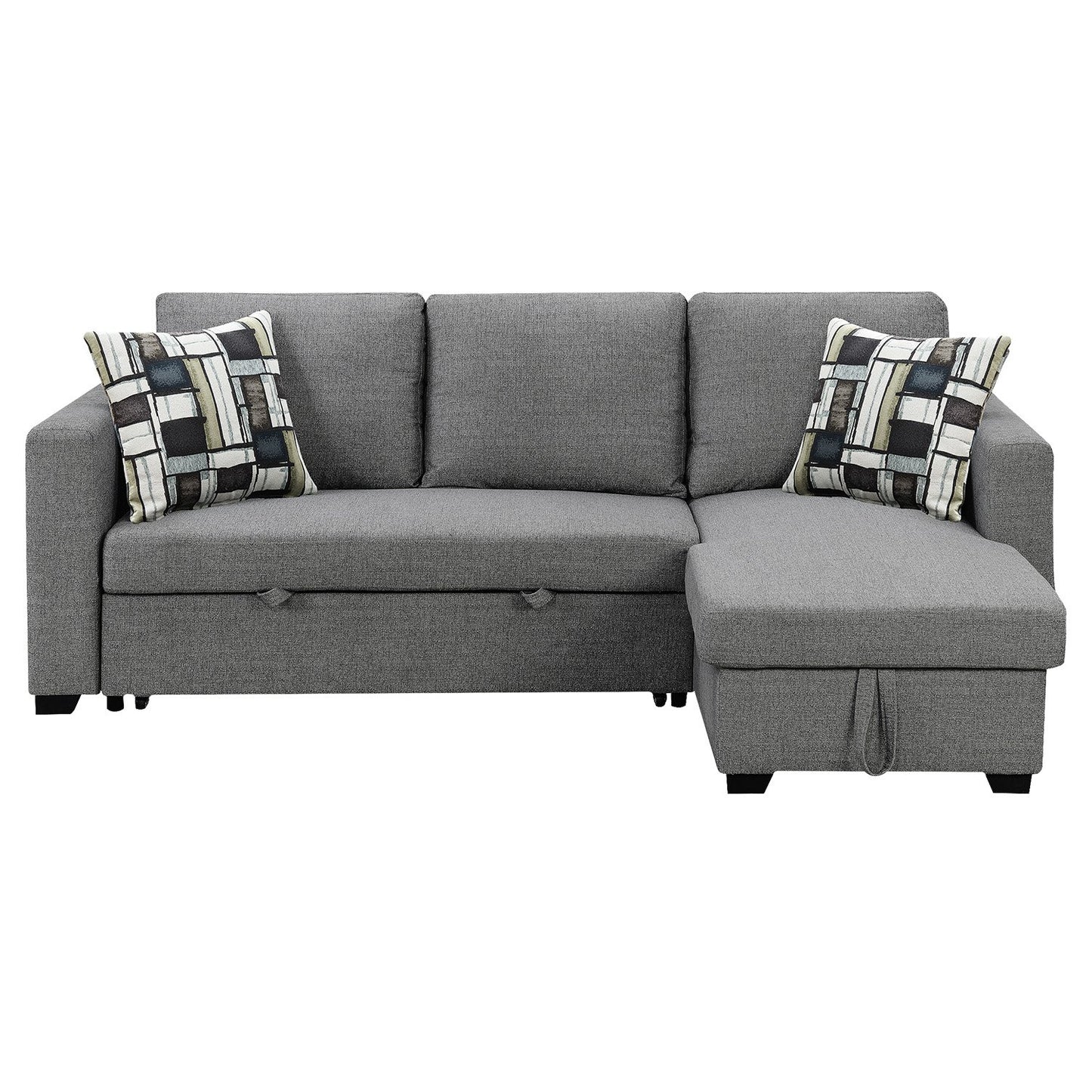 Sarantino Fontana Pullout Sofa Bed with Storage Chaise Lounge - Grey - Cosy Abode