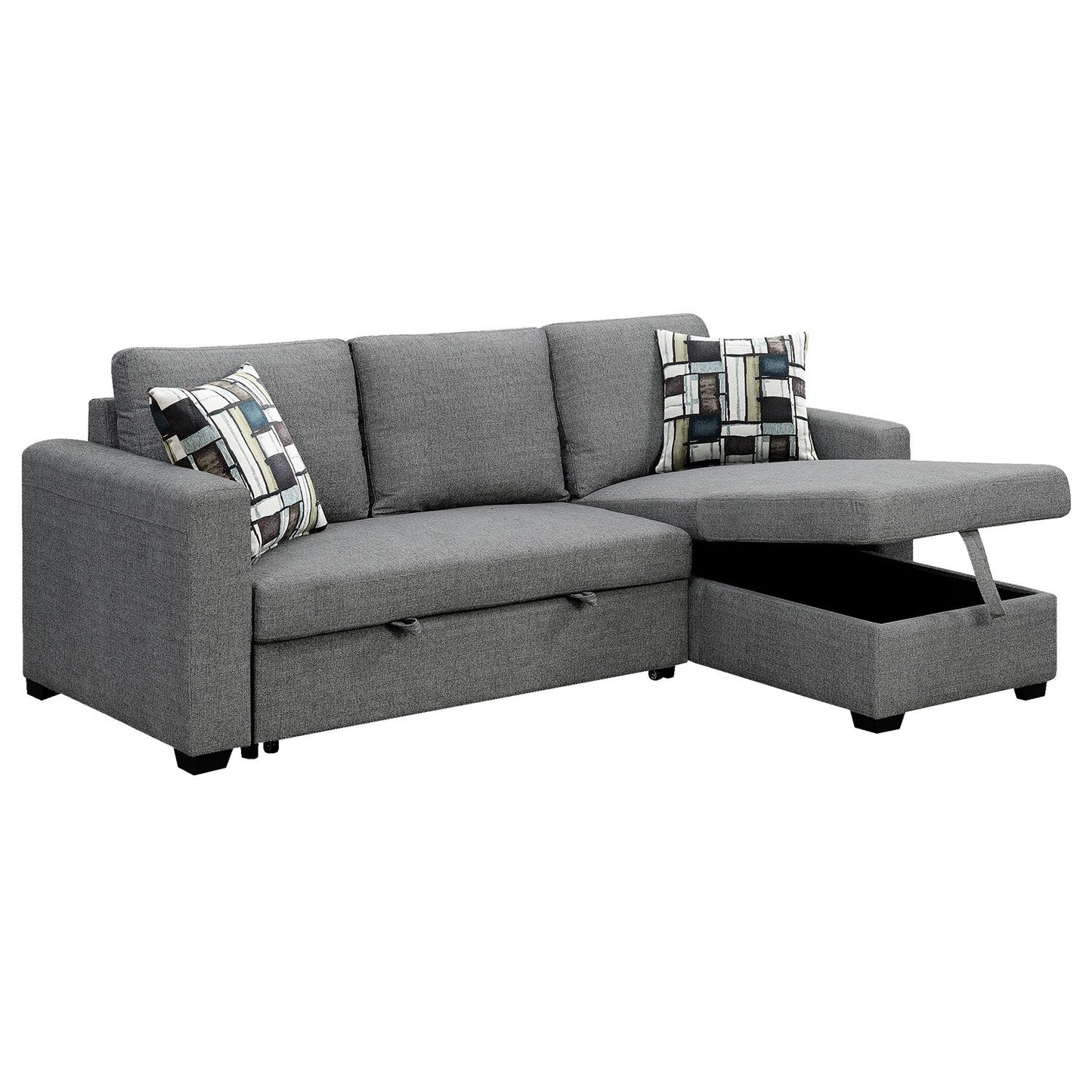 Sarantino Fontana Pullout Sofa Bed with Storage Chaise Lounge - Grey - Cosy Abode