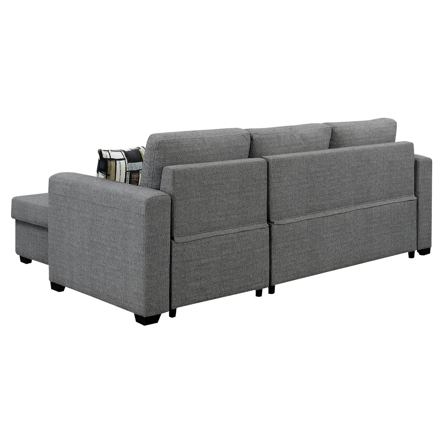 Sarantino Fontana Pullout Sofa Bed with Storage Chaise Lounge - Grey - Cosy Abode