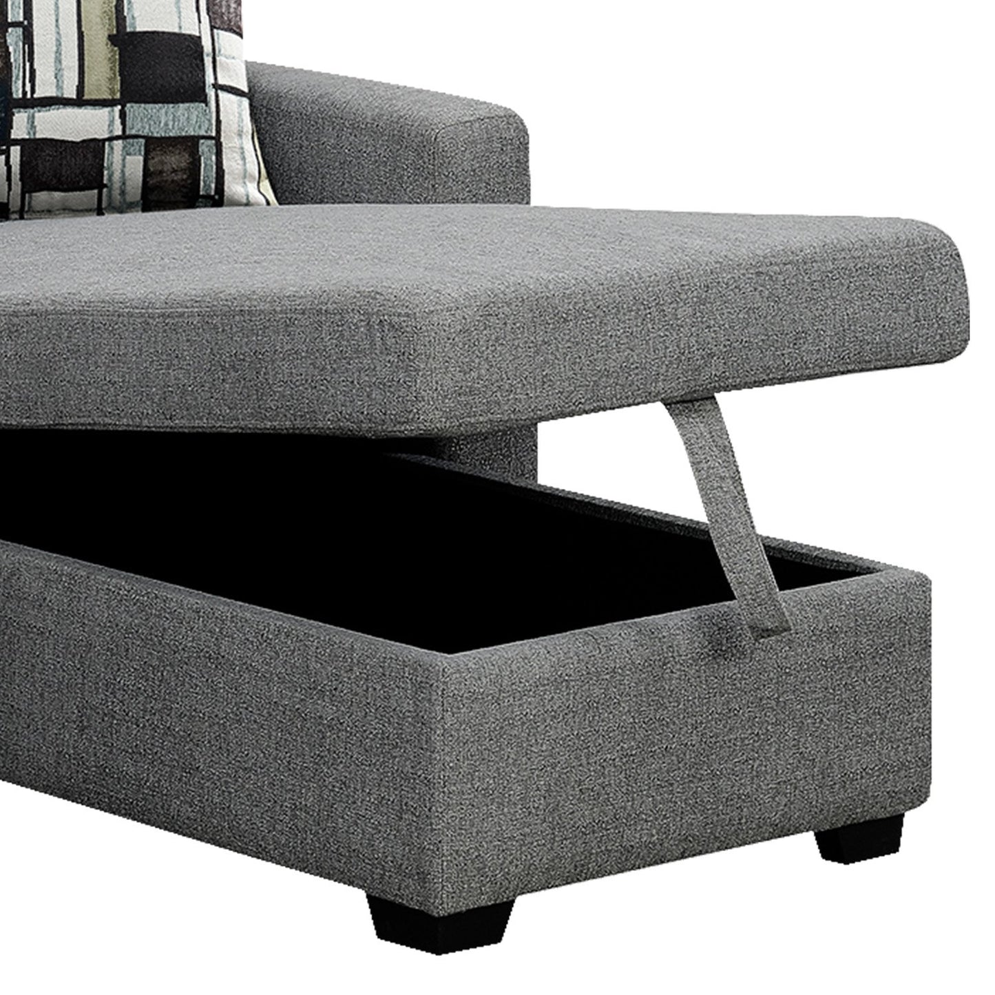 Sarantino Fontana Pullout Sofa Bed with Storage Chaise Lounge - Grey - Cosy Abode