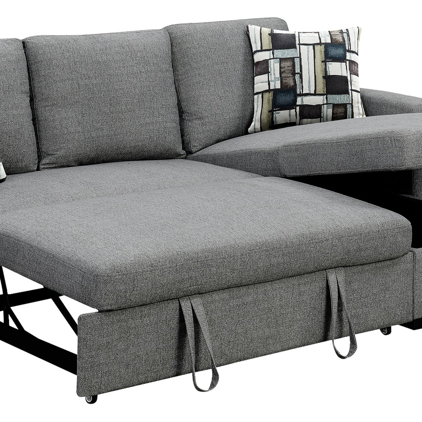 Sarantino Fontana Pullout Sofa Bed with Storage Chaise Lounge - Grey - Cosy Abode