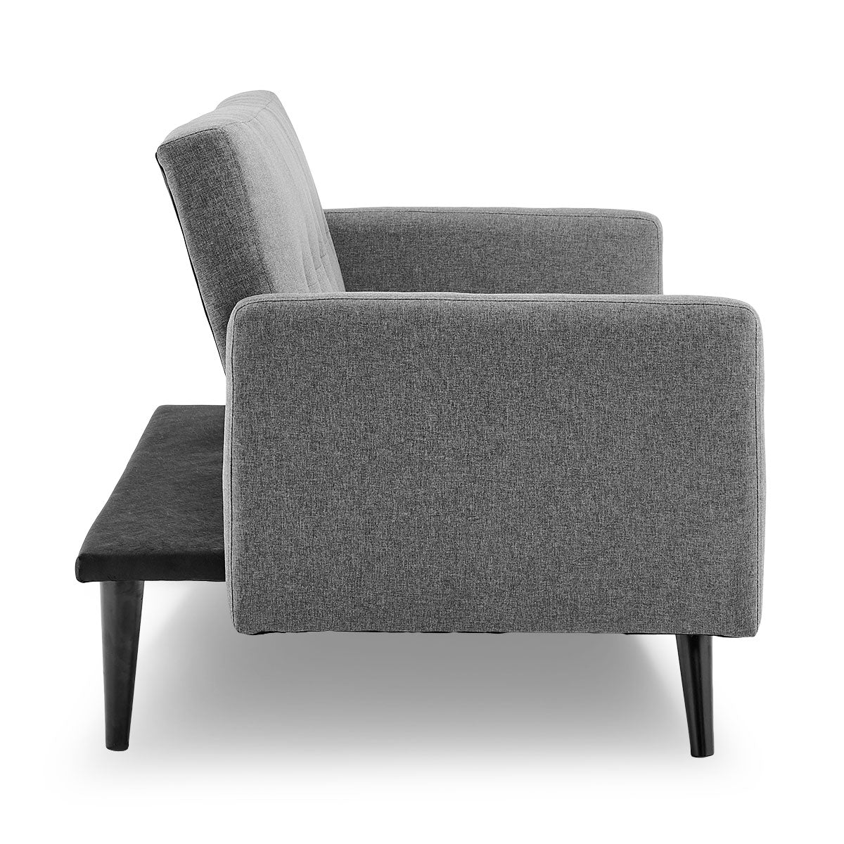 Sarantino Tufted Faux Linen 3-Seater Sofa Bed with Armrests - Light Grey - Cosy Abode