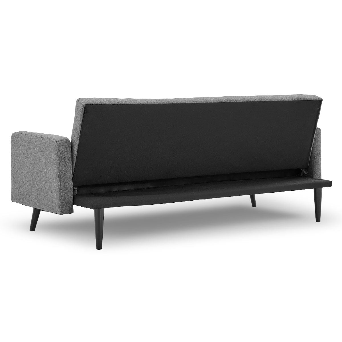 Sarantino Tufted Faux Linen 3-Seater Sofa Bed with Armrests - Light Grey - Cosy Abode