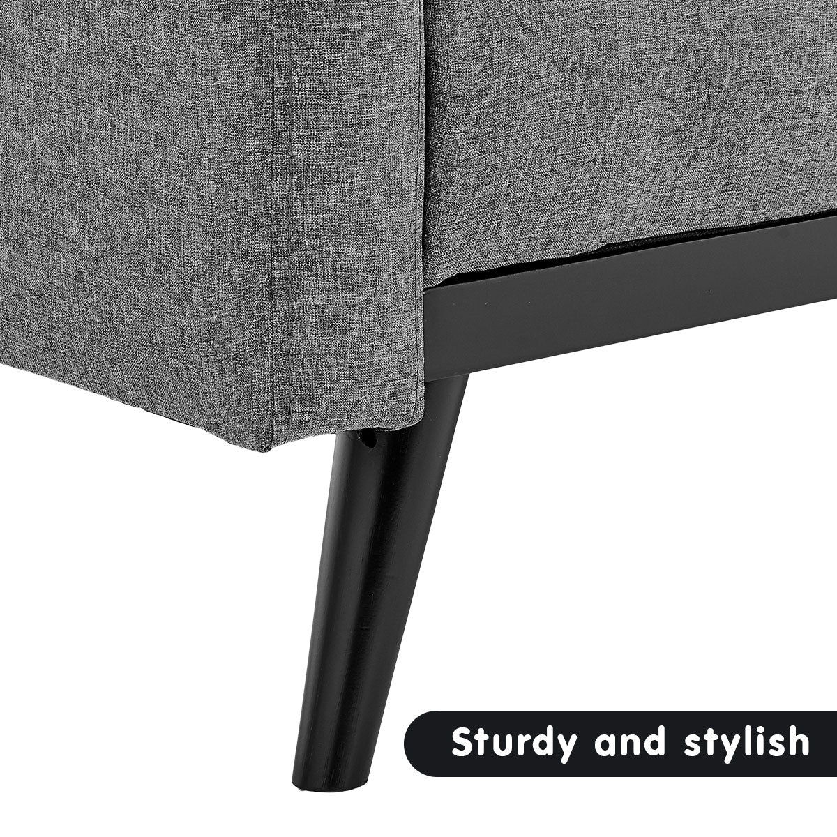 Sarantino Tufted Faux Linen 3-Seater Sofa Bed with Armrests - Light Grey - Cosy Abode