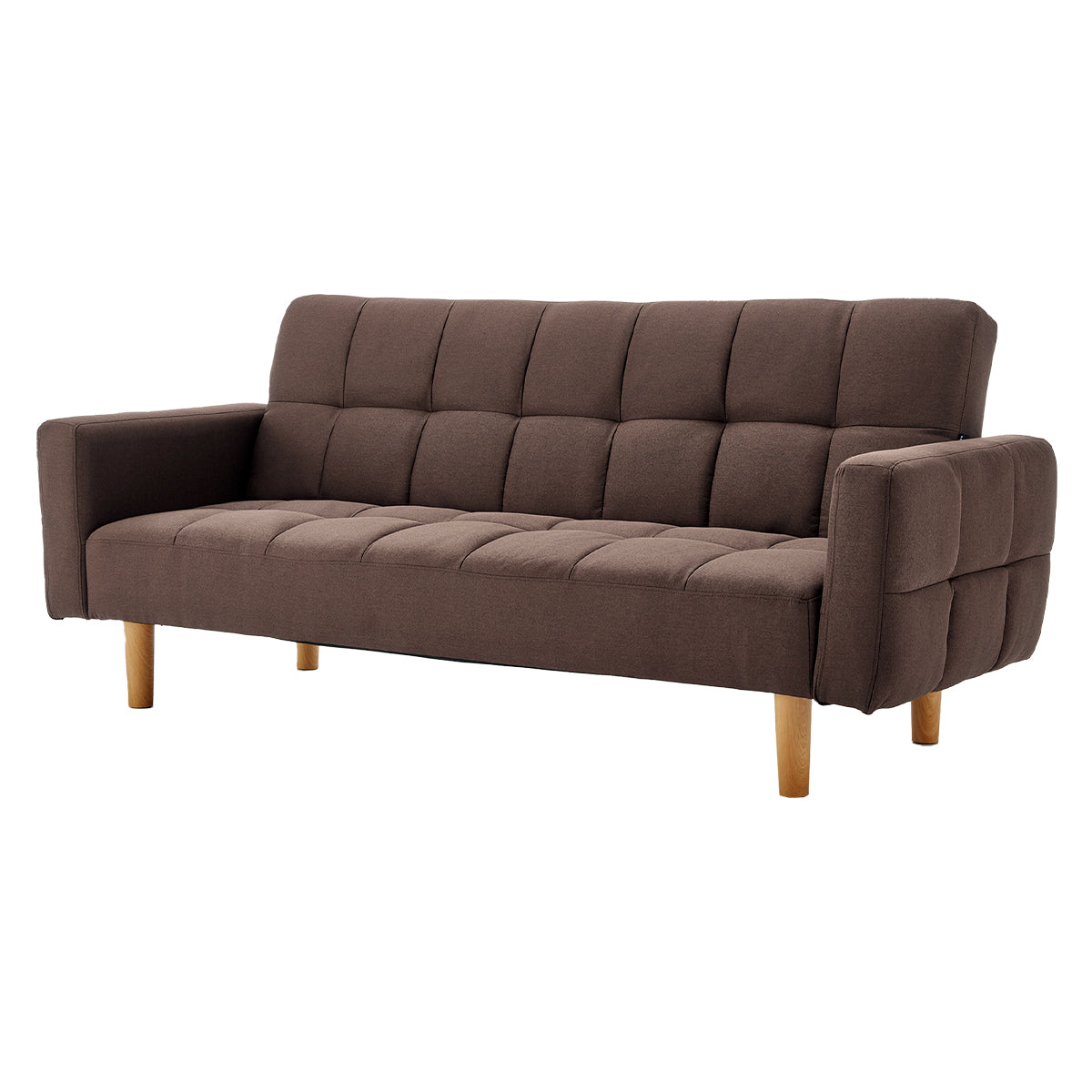 Sarantino 3-Seater Fabric Sofa Bed Futon - Brown - Cosy Abode