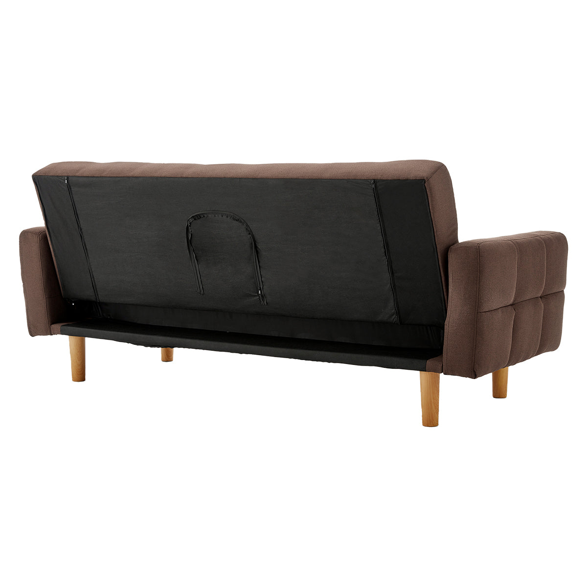 Sarantino 3-Seater Fabric Sofa Bed Futon - Brown - Cosy Abode