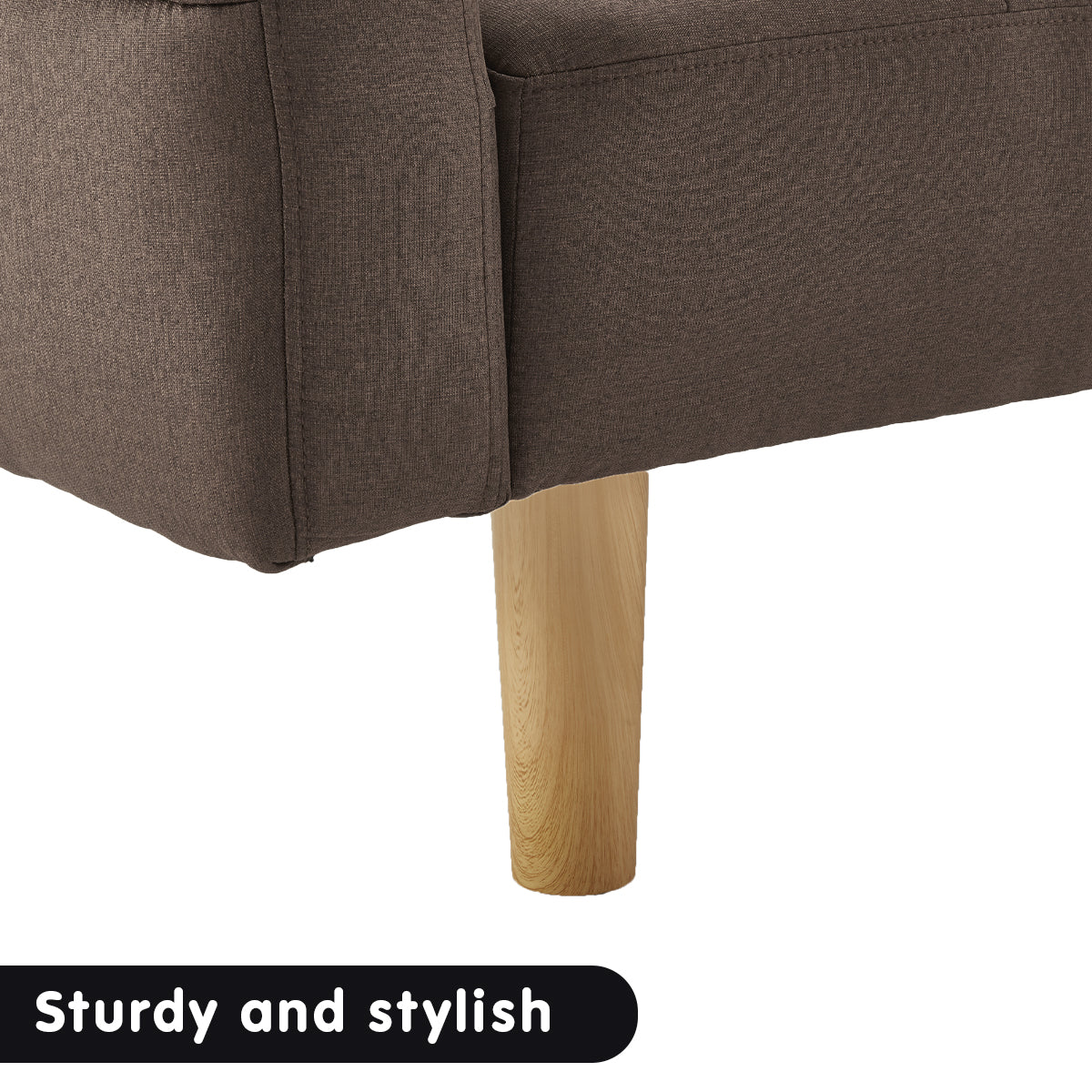 Sarantino 3-Seater Fabric Sofa Bed Futon - Brown - Cosy Abode