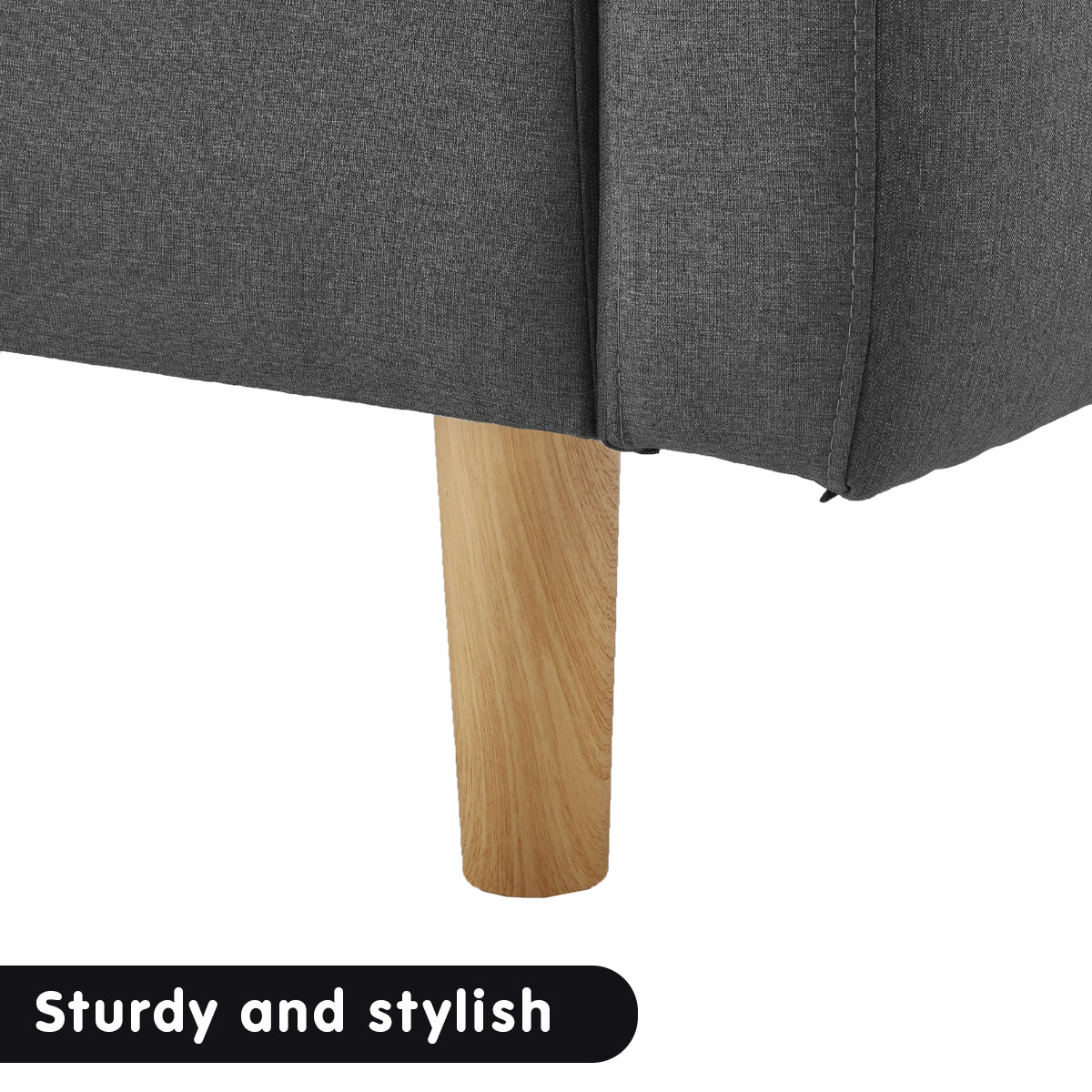 Sarantino 3-Seater Fabric Sofa Bed Futon - Dark Grey - Cosy Abode