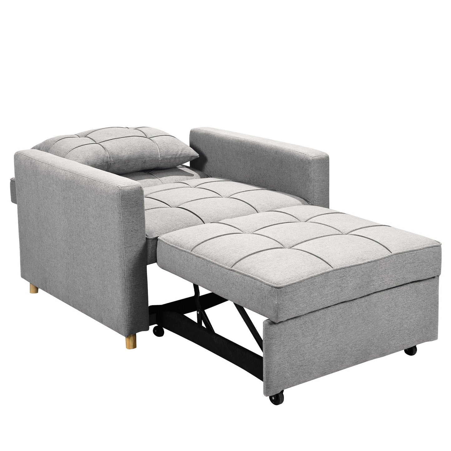 Sarantino Suri 3-in-1 Convertible Sofa Chair Bed Lounger - Light Grey - Cosy Abode