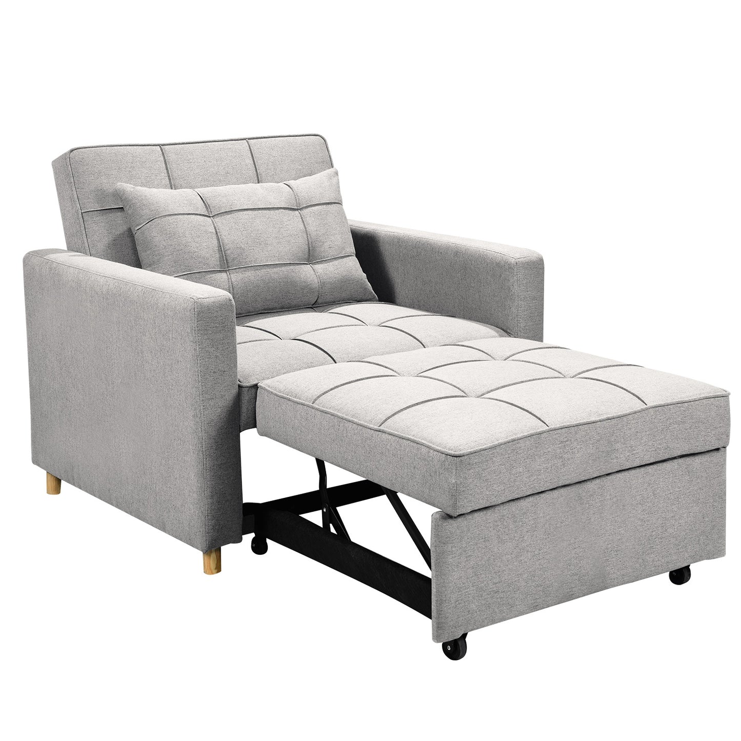 Sarantino Suri 3-in-1 Convertible Sofa Chair Bed Lounger - Light Grey - Cosy Abode