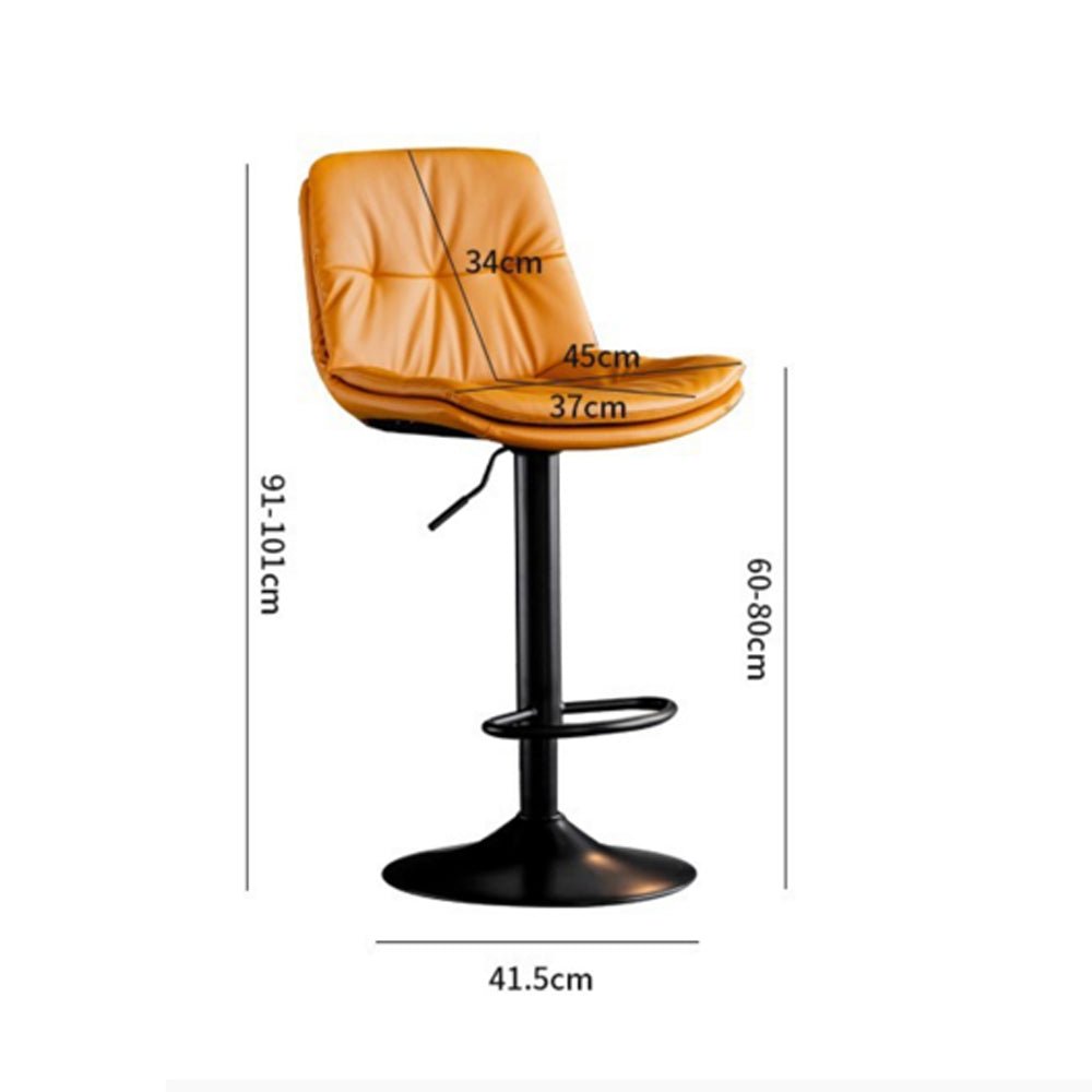 Bar Stools Kitchen Bar Stool Leather Barstools Swivel Gas Lift Counter Chairs x2 BS8406 Black - Cosy Abode