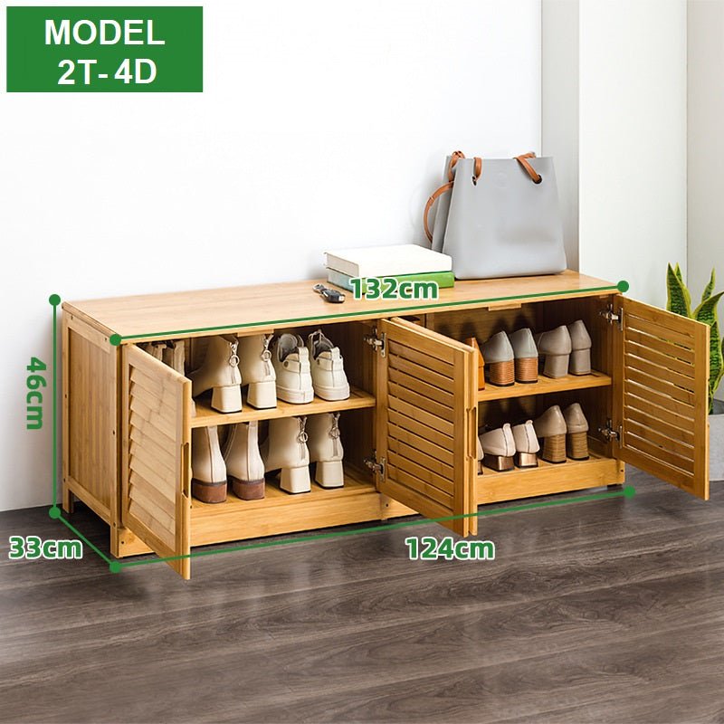 Bamboo Bench Seat Shoe Rack Shoe Bench Storage Bench 99cm - Cosy Abode