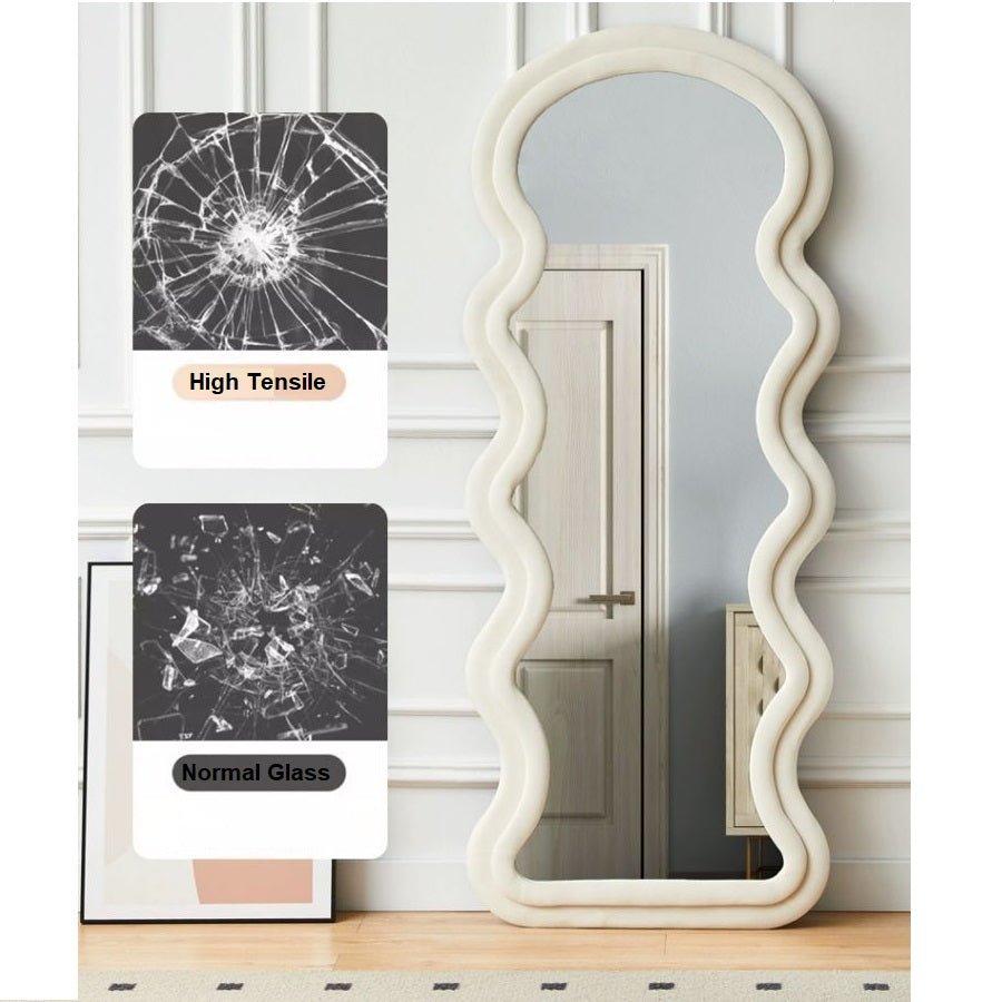 Elegance Curvy Floor Mirror Full Length - Birch White 170cm x 70cm - Cosy Abode