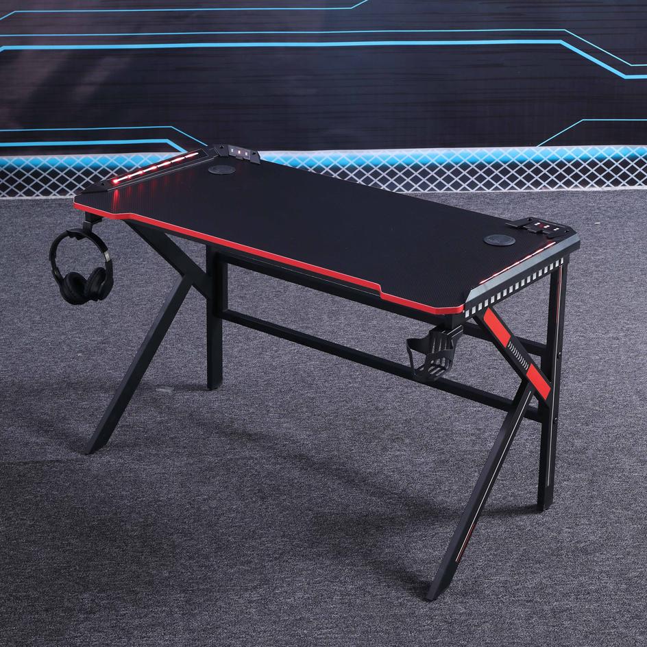 Gaming Desk Desktop PC Computer Desks Desktop Racing Table Office Laptop Home K-Shaped Legs Black 120cm - Cosy Abode