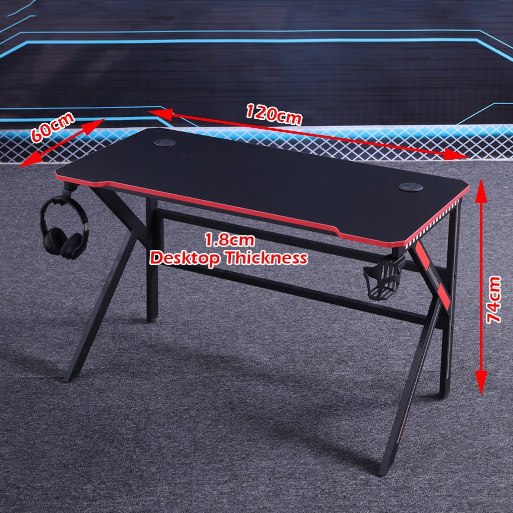 Gaming Desk Desktop PC Computer Desks Desktop Racing Table Office Laptop Home K-Shaped Legs Black 120cm - Cosy Abode
