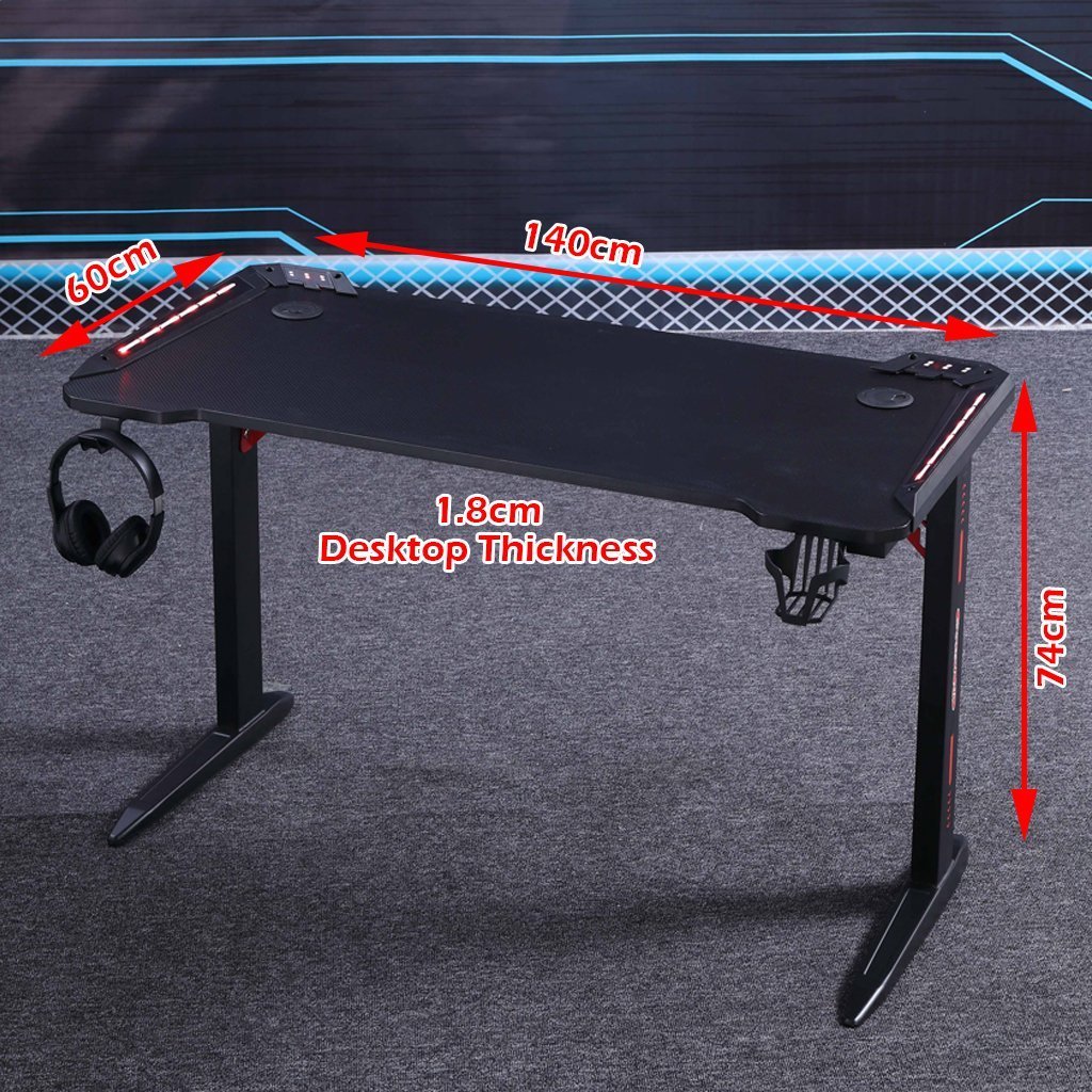 D2105 140cm Gaming Desk Desktop PC Computer Desks Desktop Racing Table Office Laptop Home AU - Cosy Abode