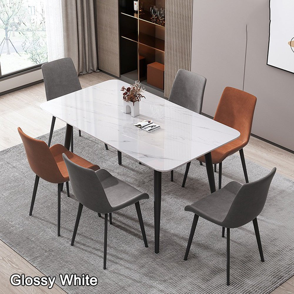Minimal List Dining Chairs PU Retro Chair Cafe Kitchen Modern Metal Legs x 2 Brown - Cosy Abode