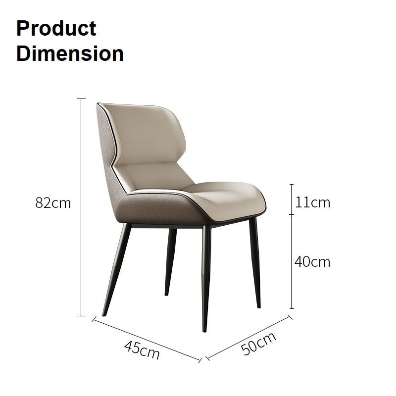 Light Grey Italian Minimal List Dining Chairs PU Retro Chair Cafe Kitchen Modern Metal Legs x2 - Cosy Abode